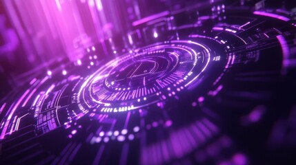 Obraz premium Illuminated Purple Digital Circuit Design for Modern Technology Concept