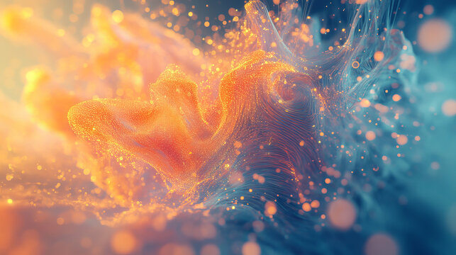 Digital technology. High speed data transfer. Information flow in 3D illustration. Movement in futuristic neon cyberspace