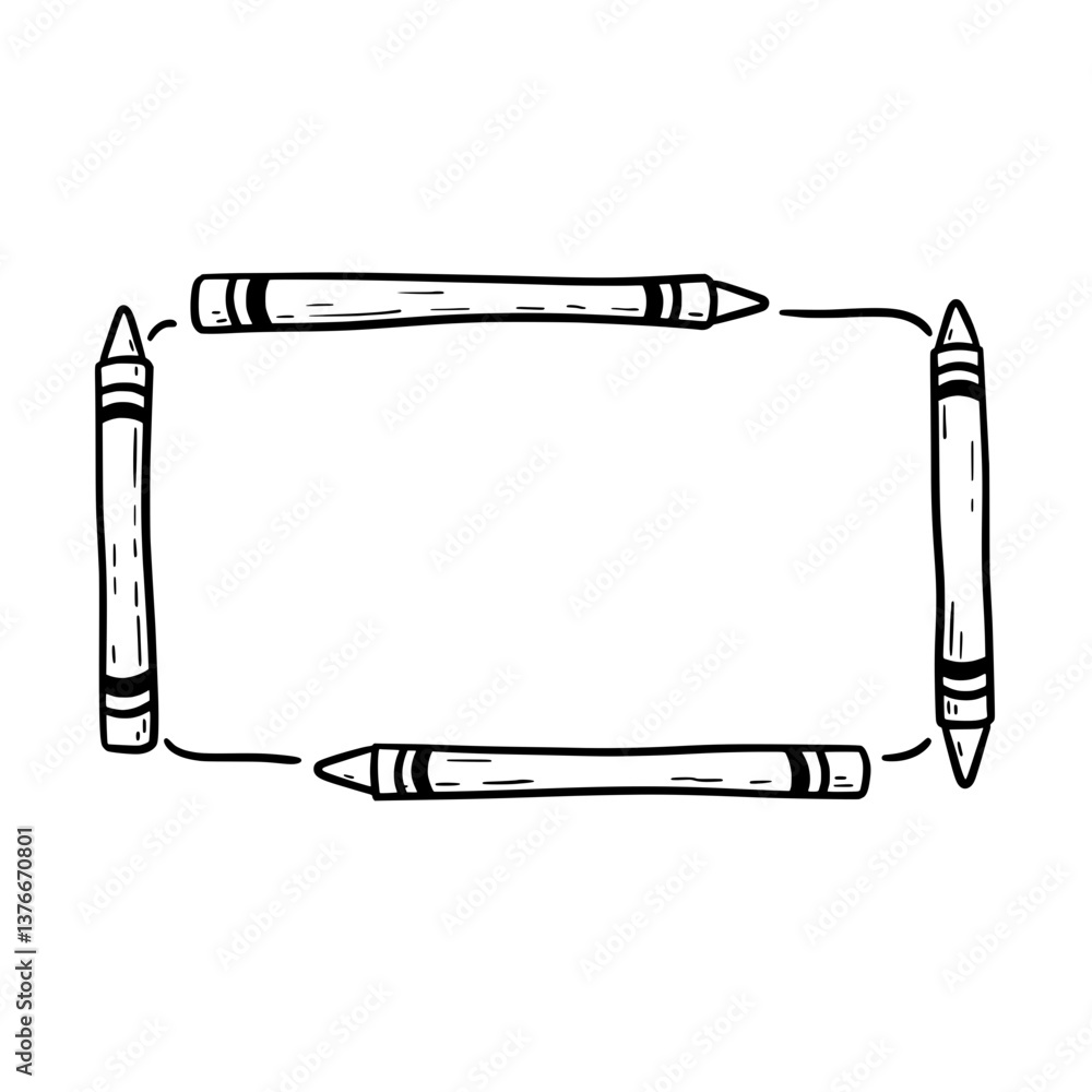 Aufkleber crayon frame: this delightful hand-drawn frame artfully employs crayons to create a playful border, 