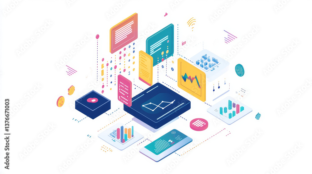Poster high-speed data transfer. big data visualization, internet technology 3d illustration. neural networ