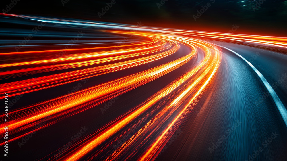 Poster digital technology. high speed data transfer. information flow in 3d illustration. movement in futur