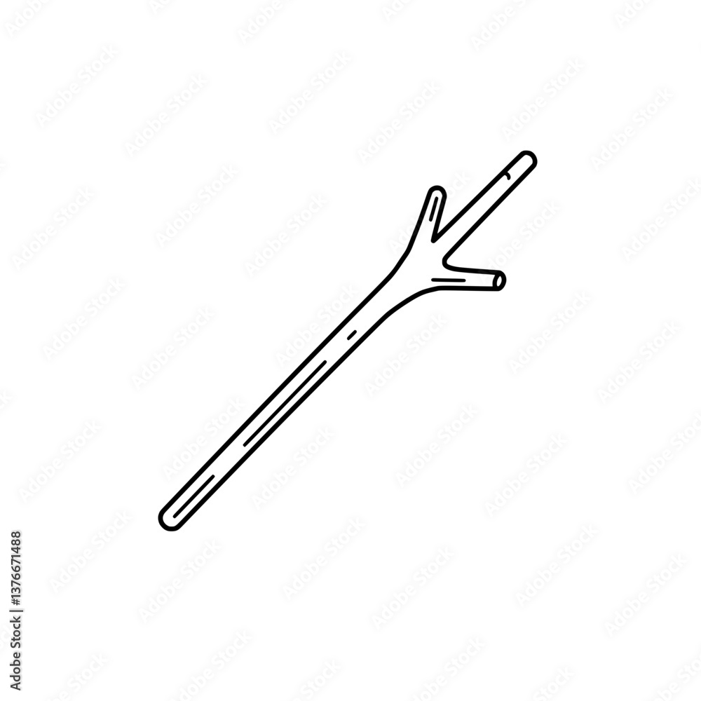 Poster twig icon: a minimalistic linear illustration of a small, natural twig, emphasizing its simplicity a