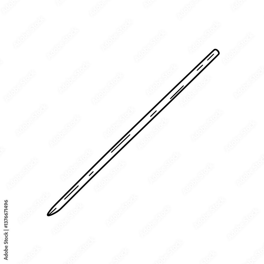 Poster minimalist line drawing: simple yet elegant line drawing of a slender stick, showcasing its smooth f