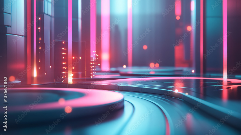 Poster high-speed data transfer. big data visualization, internet technology 3d illustration. neural networ