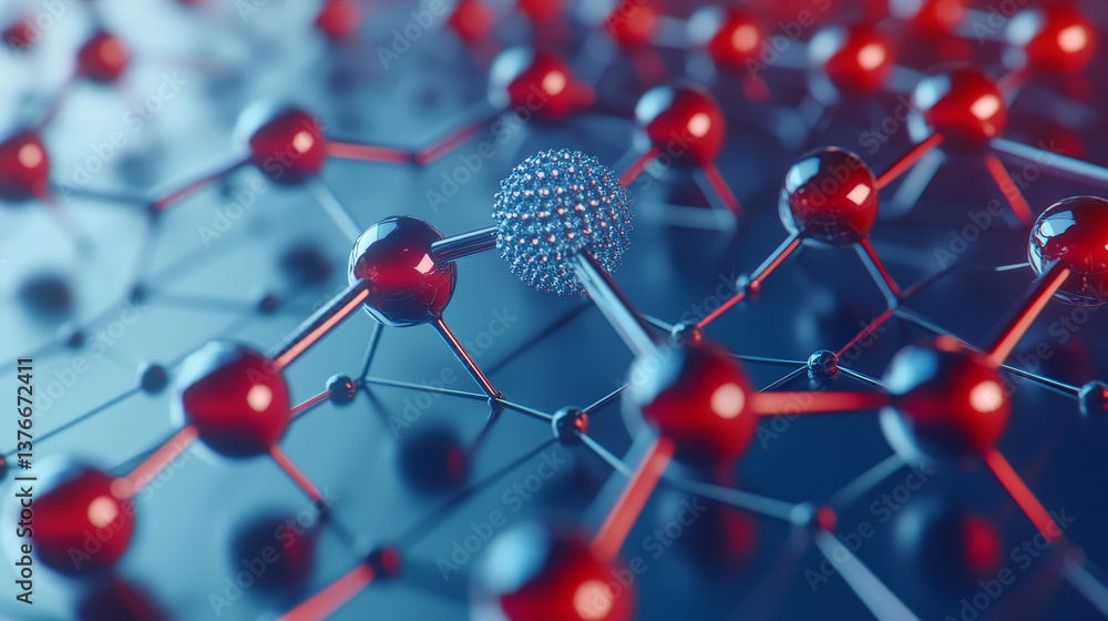 Aufkleber neural network and high-speed internet. neon impulse for nano projects. 3d illustration of nanotechn