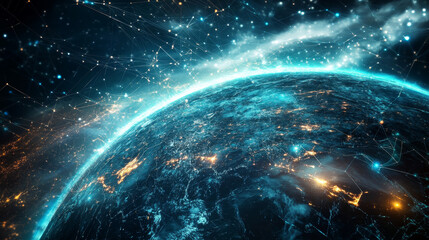 Flight. High speed internet technology. Portal 3D illustration. Space and time, global digital database in cyberspace of artificial intelligence