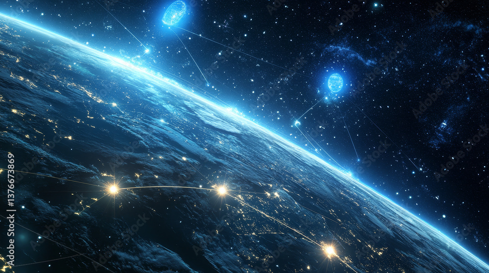 Poster flight. high speed internet technology. portal 3d illustration. space and time, global digital datab
