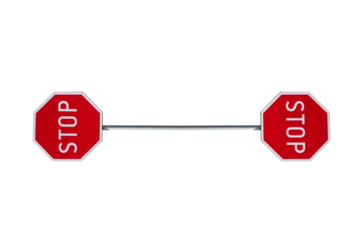 Stop Sign as Heavy Lifting. High prices that cannot be changed or are difficult to change. On isolated transparent background.