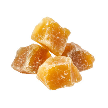 Irregular chunks of raw hing resin isolated on white background