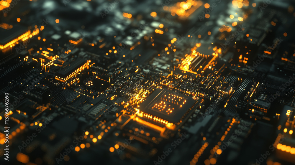 Poster processor of the future. concept of global cyberspace. innovations in computer nanotechnology. 3d il