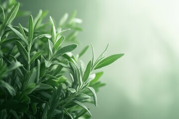 Obraz premium Close up shot of fresh green herbs leaves in light