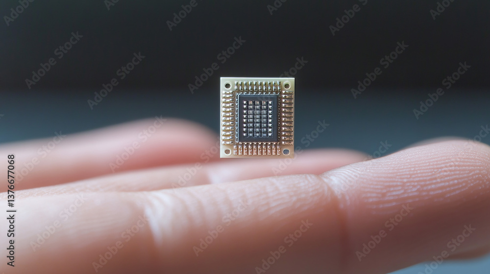Poster processor of the future. concept of global cyberspace. innovations in computer nanotechnology. 3d il