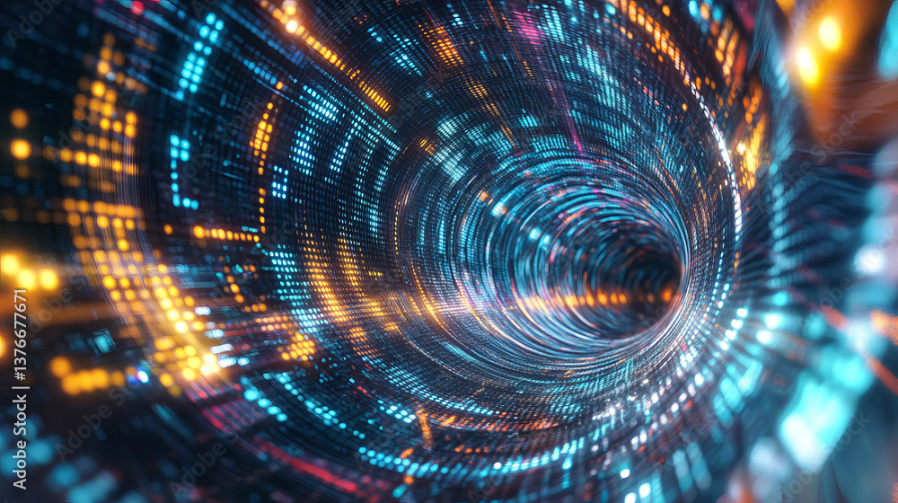 Aufkleber cyber portal of streaming data. high-speed internet and high-tech business. 3d illustration of a big