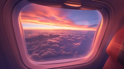 Fototapeta premium Window view of an airplane wing from a business class seat while in flight