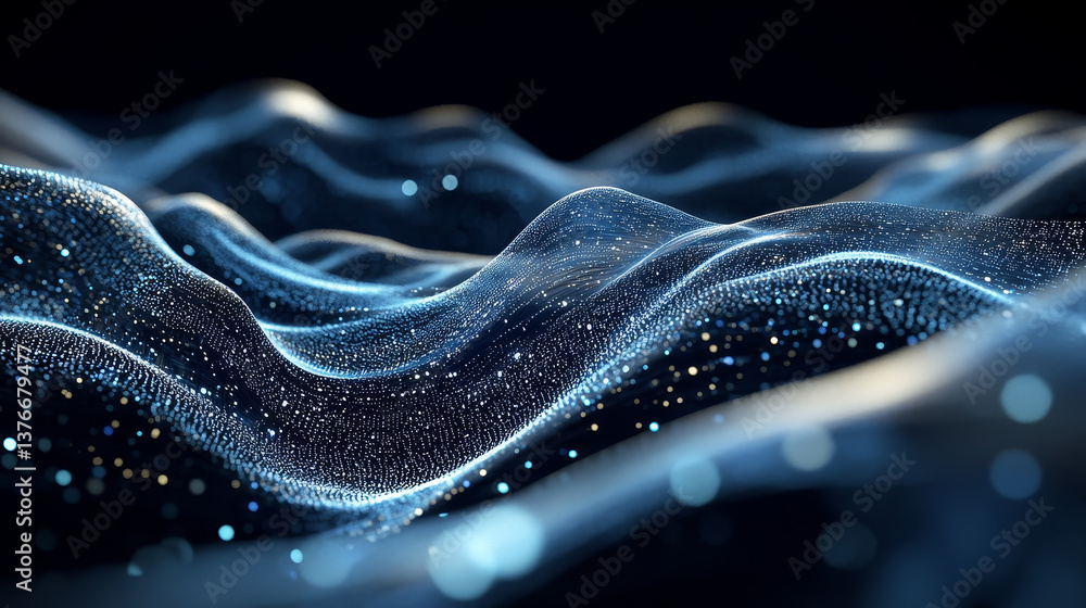 Poster cyber hi-tech. futuristic big data stream. motion of digital data flow. data transmission channel 3d