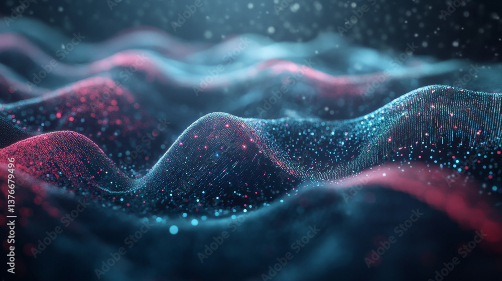 Poster cyber hi-tech. futuristic big data stream. motion of digital data flow. data transmission channel 3d