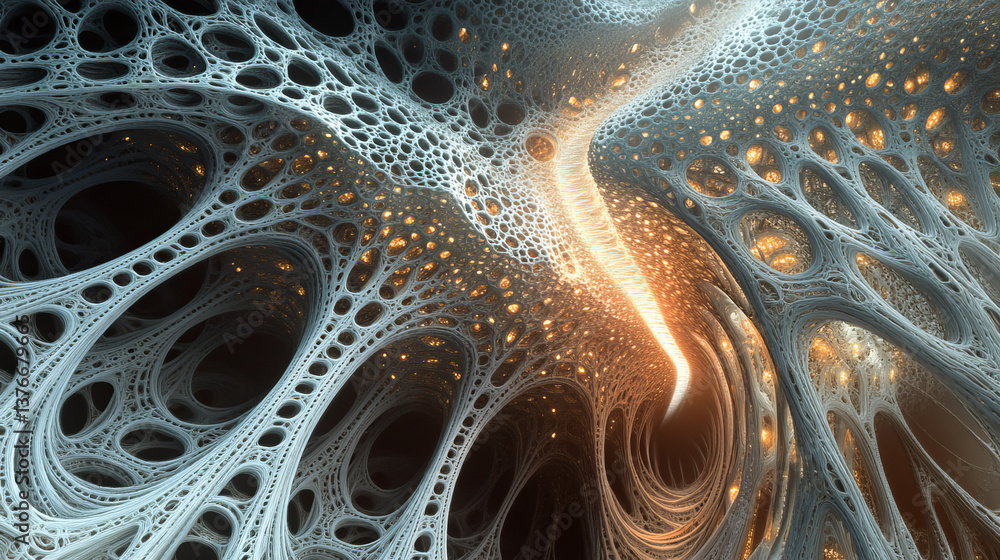 Poster abstract nanostructure and technologies of the future. information funnel. global network. polygonal