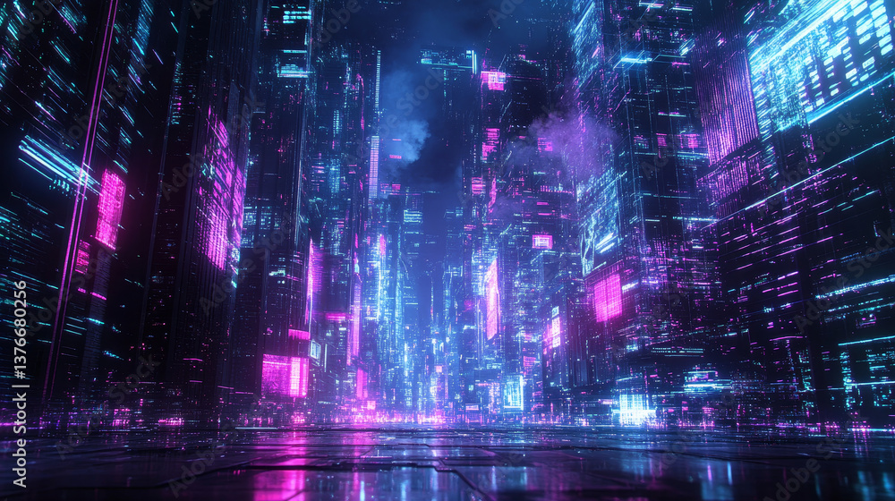 Poster cyberspace and digital eye. high technology business. artificial neural network. big data concept. a