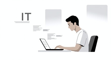 A man working on a laptop, representing Information Technology (IT)