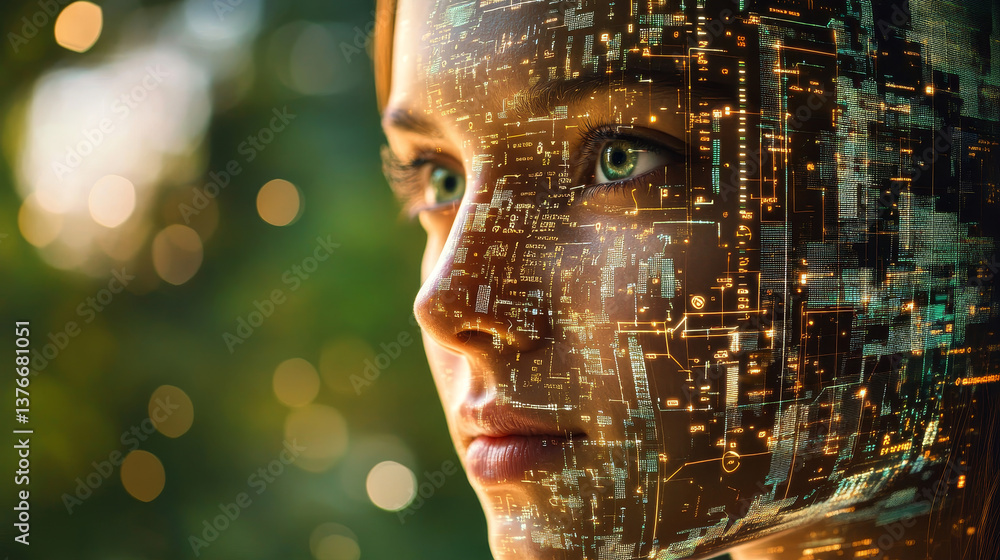 Poster abstract 3d illustration of information space in high-tech world of future. global data collection a