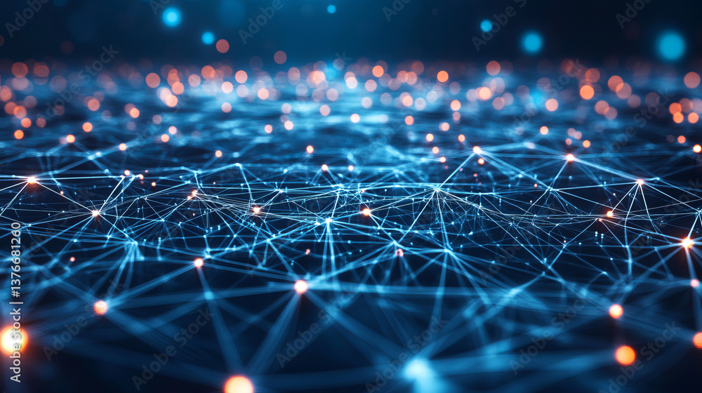 Poster digital technology 3d illustration. web of global data. network connections in the cyberspace of the