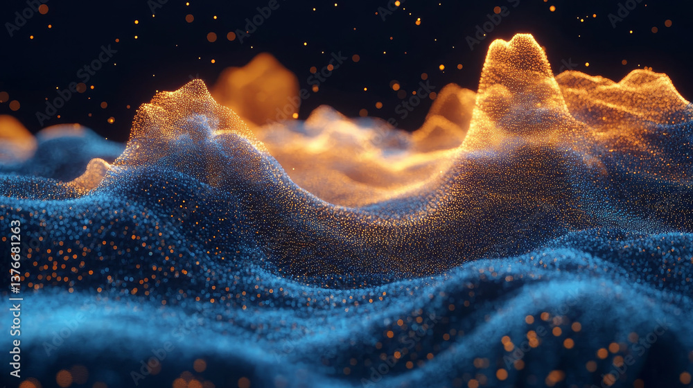 Poster cyber hi-tech. futuristic big data stream. motion of digital data flow. data transmission channel 3d
