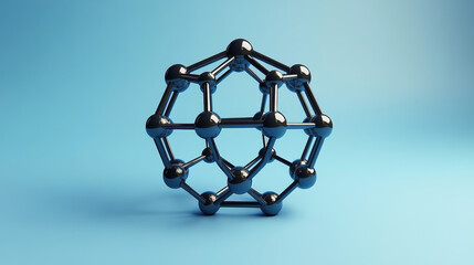 The shape structure of nanotechnology on blue background,Nanotechnology of the future,fullerene,3d rendering