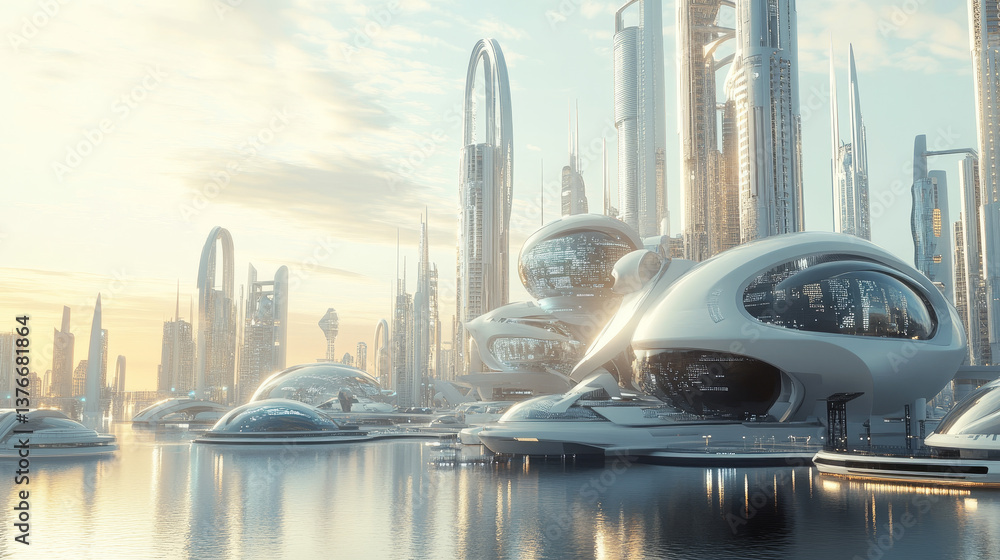 Poster neural network. cyber city, digital technology and information security. big data concept in 3d illu
