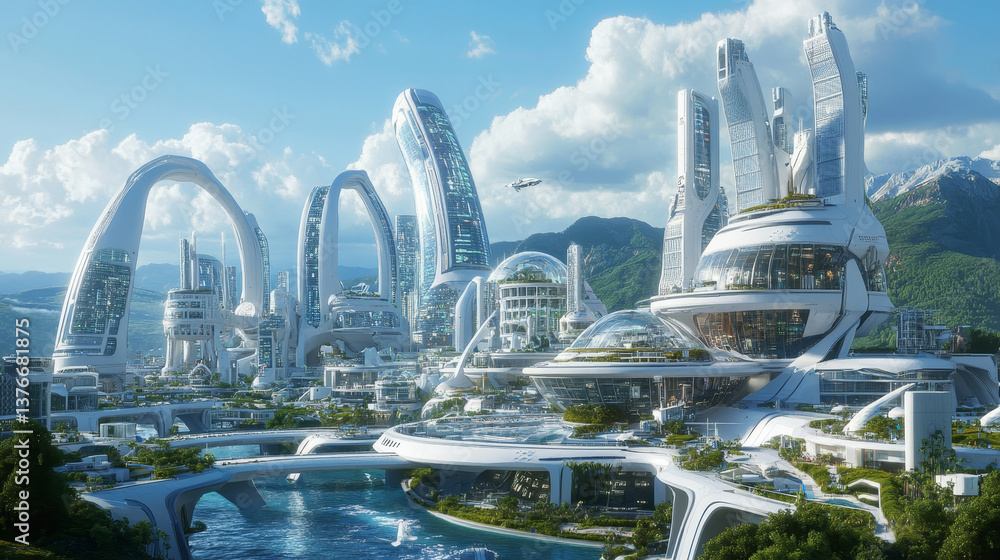 Poster neural network. cyber city, digital technology and information security. big data concept 3d illustr