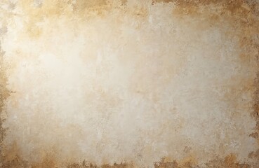 Textured beige wall background with splotches. Weathered, worn with subtle gold accents. Patches of white create rustic vintage theme, suitable for background, product presentation, design template.