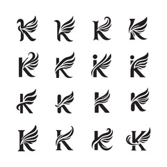 creative letter K logo with wing