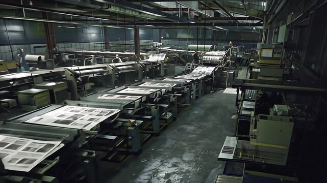 Printing press printing newspapers.