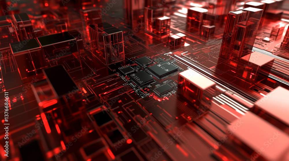 Poster artificial intelligence. digital mind. wireless network technology. 3d illustration of an innovative