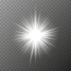 Obraz premium Bright flash of light with a glow effect on a transparent background. Ideal for adding sparkle and accent to your design Vector EPS10 illustration.