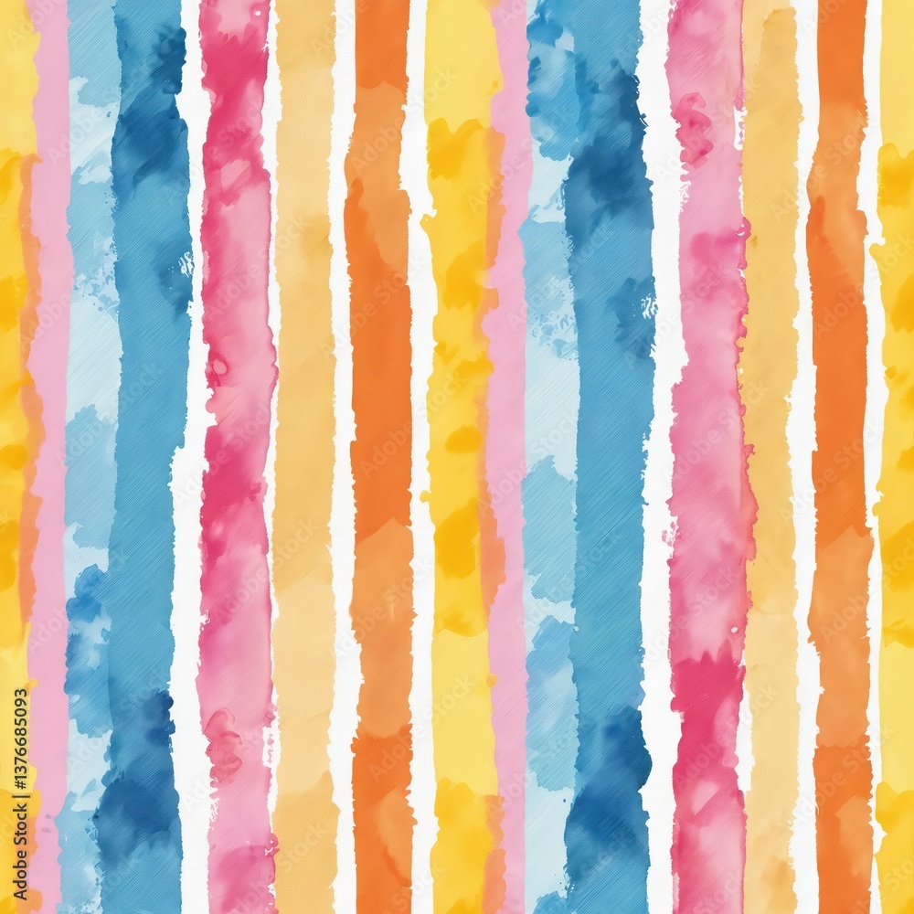 Poster watercolor rainbow stripes background. seamless repeatable pattern with colorful vertical lines. des