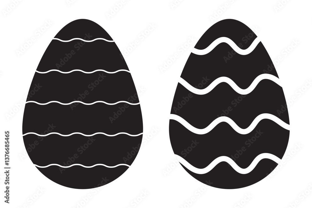 Fototapete set of easter egg vector. set of color ester eggs. vector set of easter eggs, silhouette. easter day