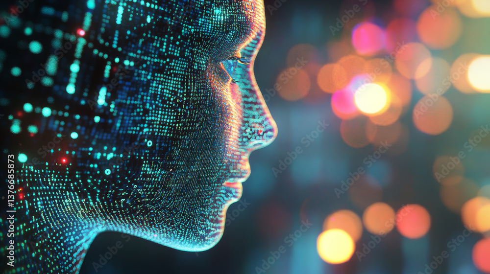Aufkleber big data concept. global information gathering. introduction of artificial intelligence. concept of 