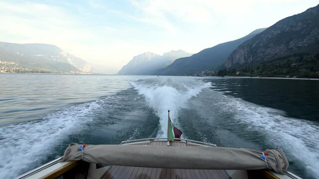 Experience a luxury motor speed boat trip at Lake Como during a breathtaking sunset