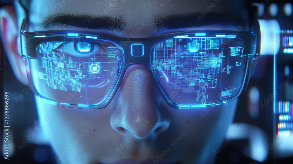 Poster bigdata. artificial intelligence. control over the global network. 3d illustration on a futuristic b