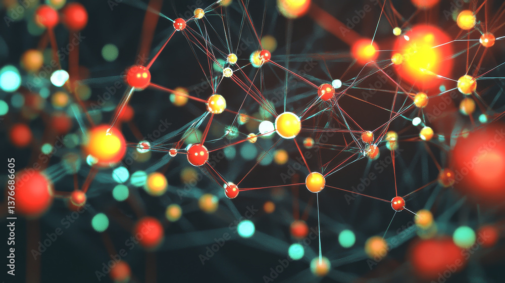 Poster cyber technology, data protection, secure connection. network structure of global databases. 3d illu