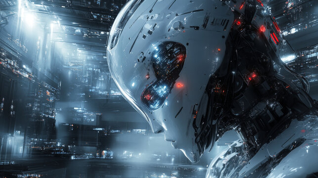 Digital space. Futuristic databases and artificial intelligence concept. Abstract 3D illustration of quantum megacomputer