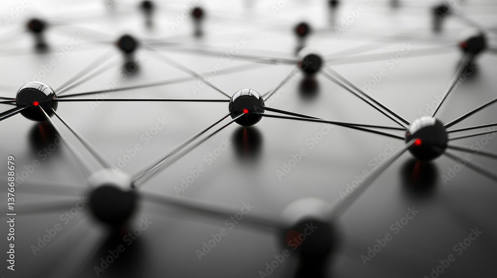 Poster blockchain technology. digital neural network. 3d illustration of the information concept of future 