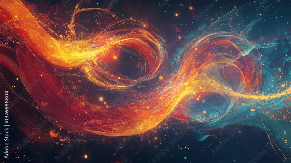 Poster big data concept. flow of digital data in global network. quantum computer. speed portal. hadron col
