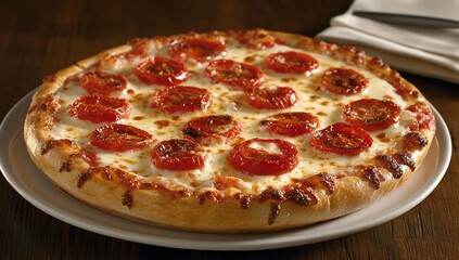 Fresh tomato pizza on a plate