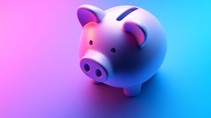 Vibrant piggy bank on gradient background