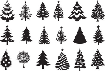 Obraz premium Christmas tree silhouettes set