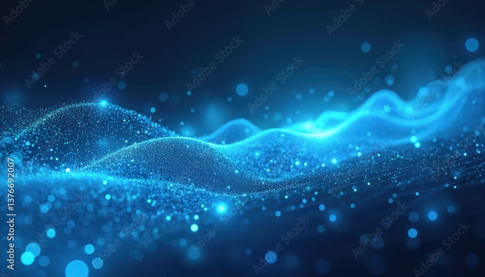 Aufkleber futuristic digital art backdrop with vibrant blue abstract tech elements. flowing data streams, netw