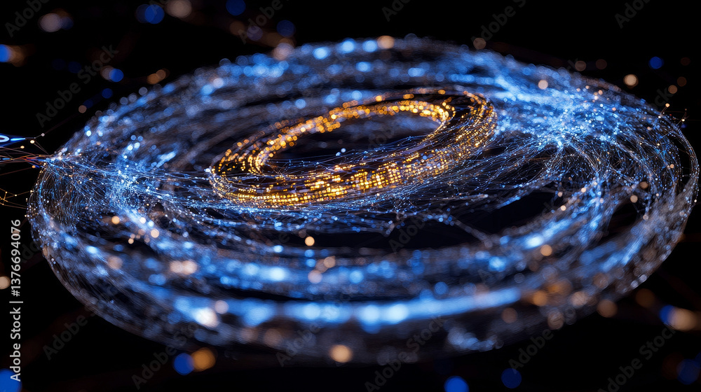 Aufkleber block chain network and galactic nebula. artificial intelligence. global decentralized database. fut