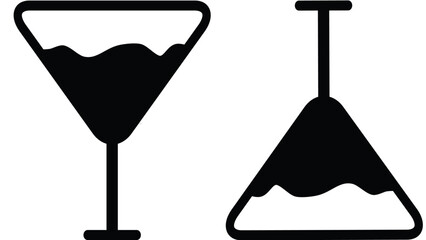 Two Abstract Cocktail Glass Icons Minimalist Beverage Glass Symbol Set Geometric Drink Glass Vector Design Wine glass