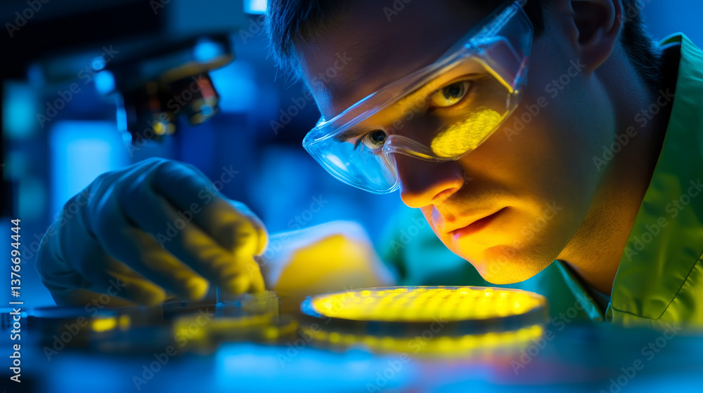 Poster nanotechnology in modern science. future technologies in study of structure of nanomaterials. 3d ill